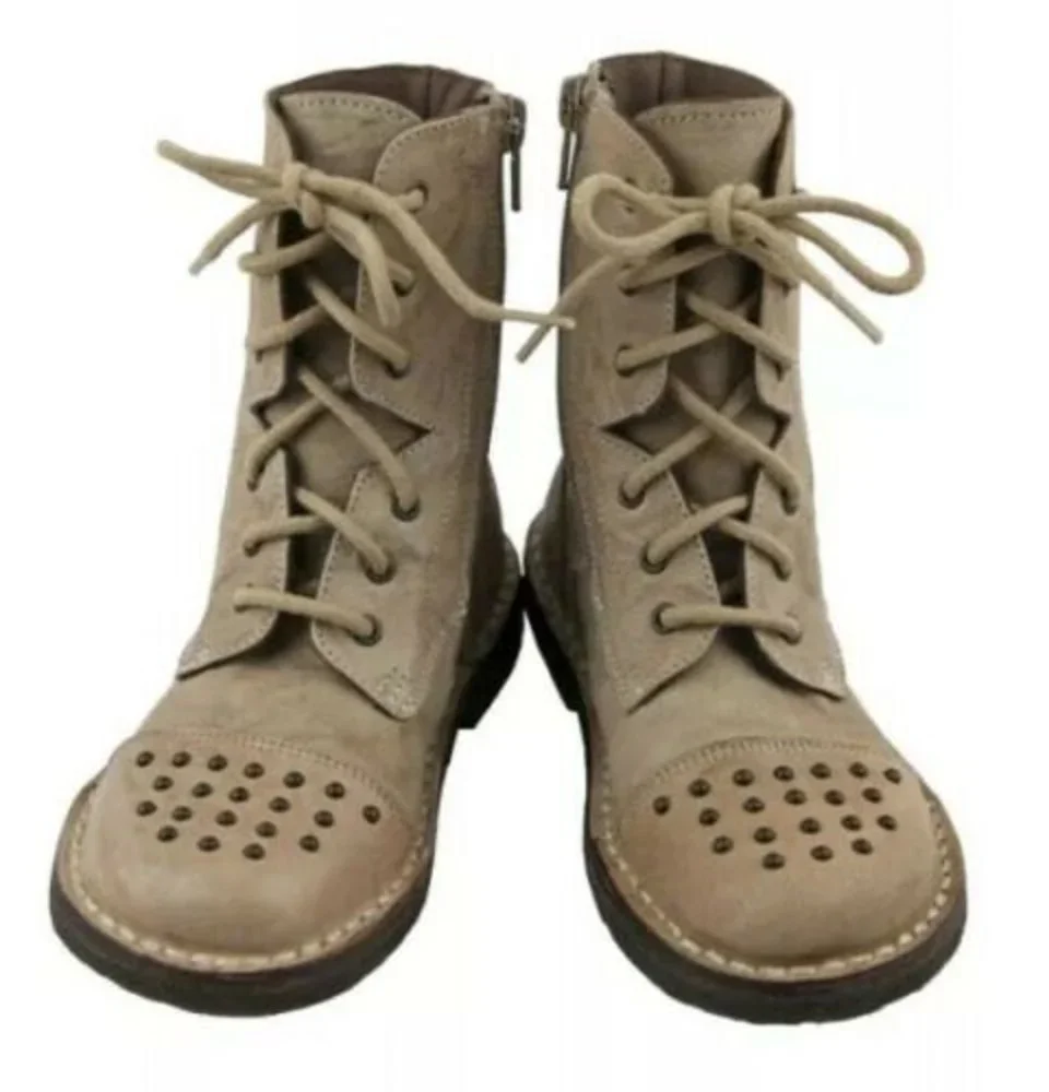 New Pepe Big Girls Boots Sand Studded Prairie Shoes Eu 34 Us 3 Leather